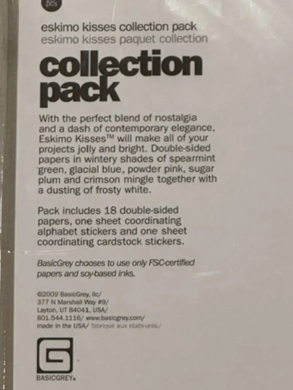 NEW Basic Grey Eskimo Kisses Collection Pack 2009